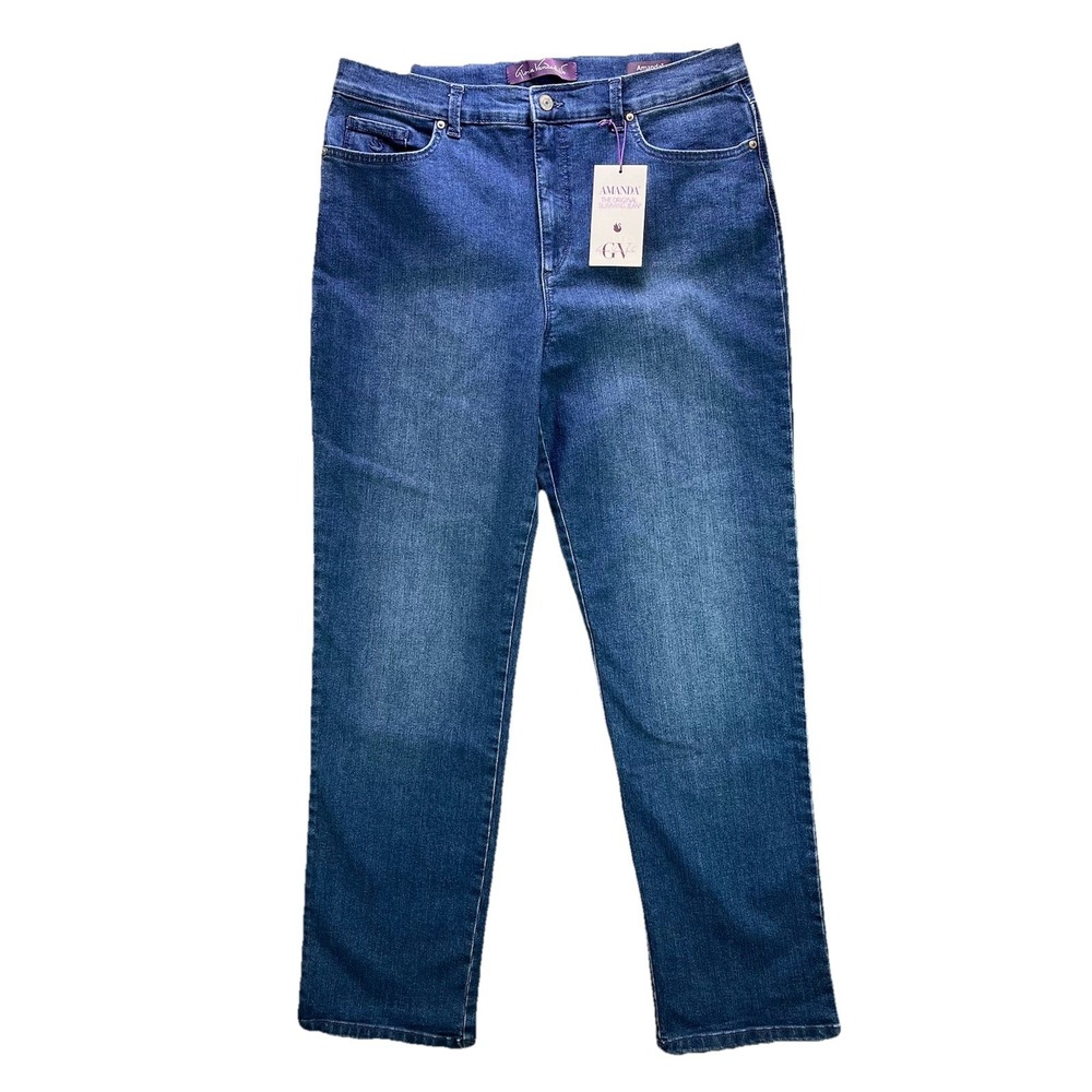 Gloria Vanderbilt Amanda Jeans Size 16 Blue Tapered Stretch Denim NWT